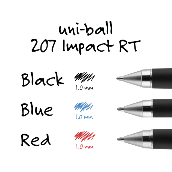 slide 3 of 6, uni-ball 207 Impact Rt Gel Pen Refills, Bold Point, 1.0 Mm, Black, Pack Of 2 Refills, 2 ct