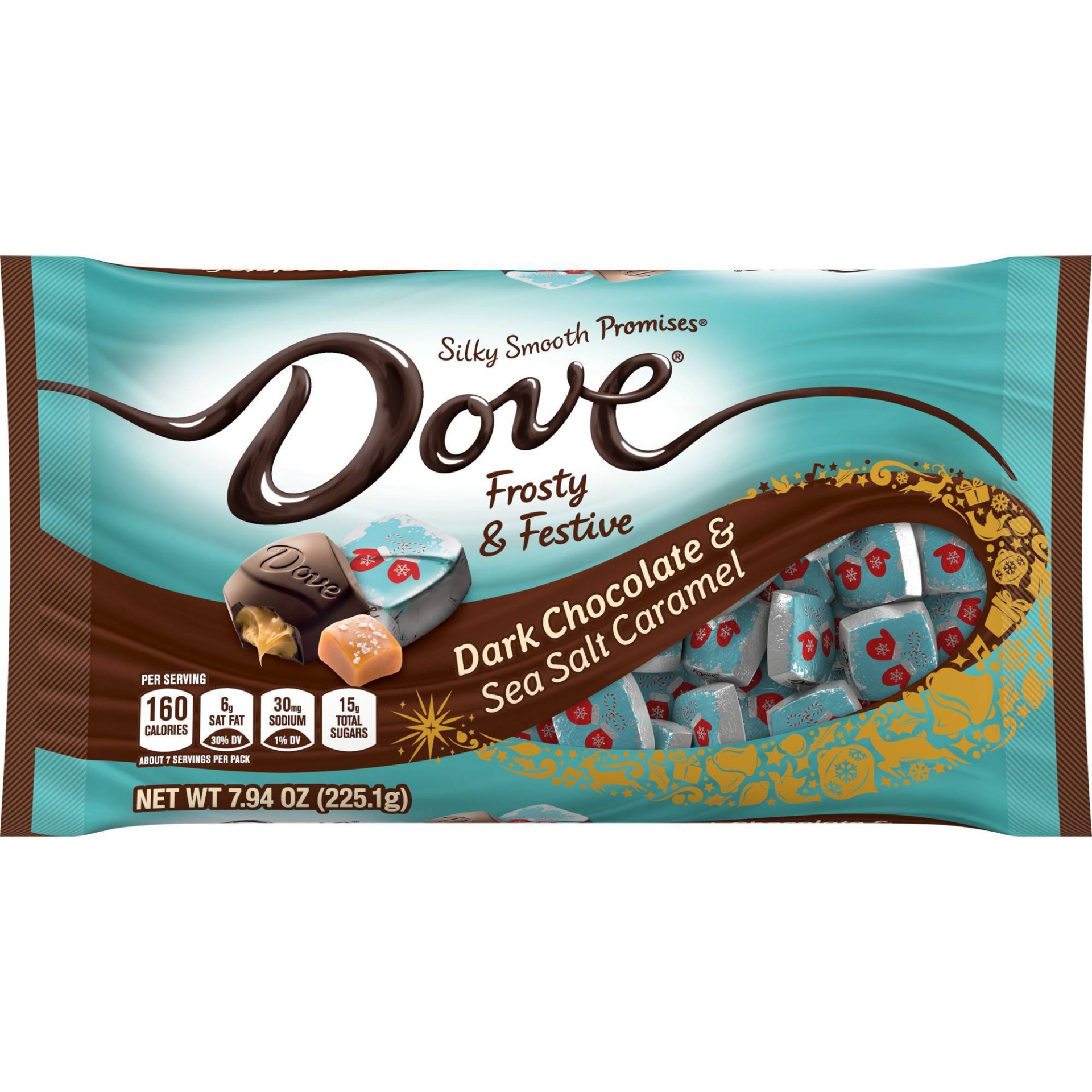 slide 1 of 1, Dove Promises Chocolate Candy Holiday Dark Chocolate & Sea Salt Caramel, 7.94 oz