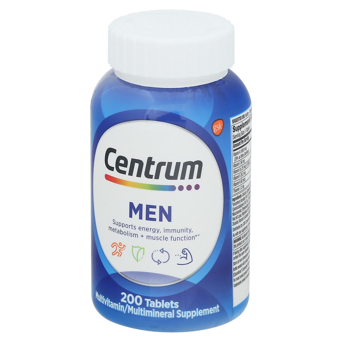 slide 7 of 9, Centrum Multivitamin for Men, Multivitamin/Multimineral Supplement with Vitamin D3, B Vitamins and Antioxidants, Gluten Free, Non-GMO Ingredients - 200 Count, 200 ct