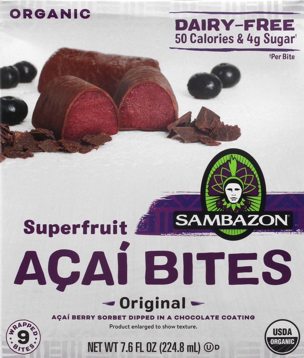 slide 9 of 10, Sambazon Organic Dairy-Free Superfruit Original Acai Bites 9 ea, 9 ct
