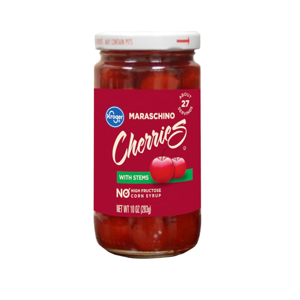 slide 1 of 3, Kroger Maraschino Cherries With Stem, 10 oz