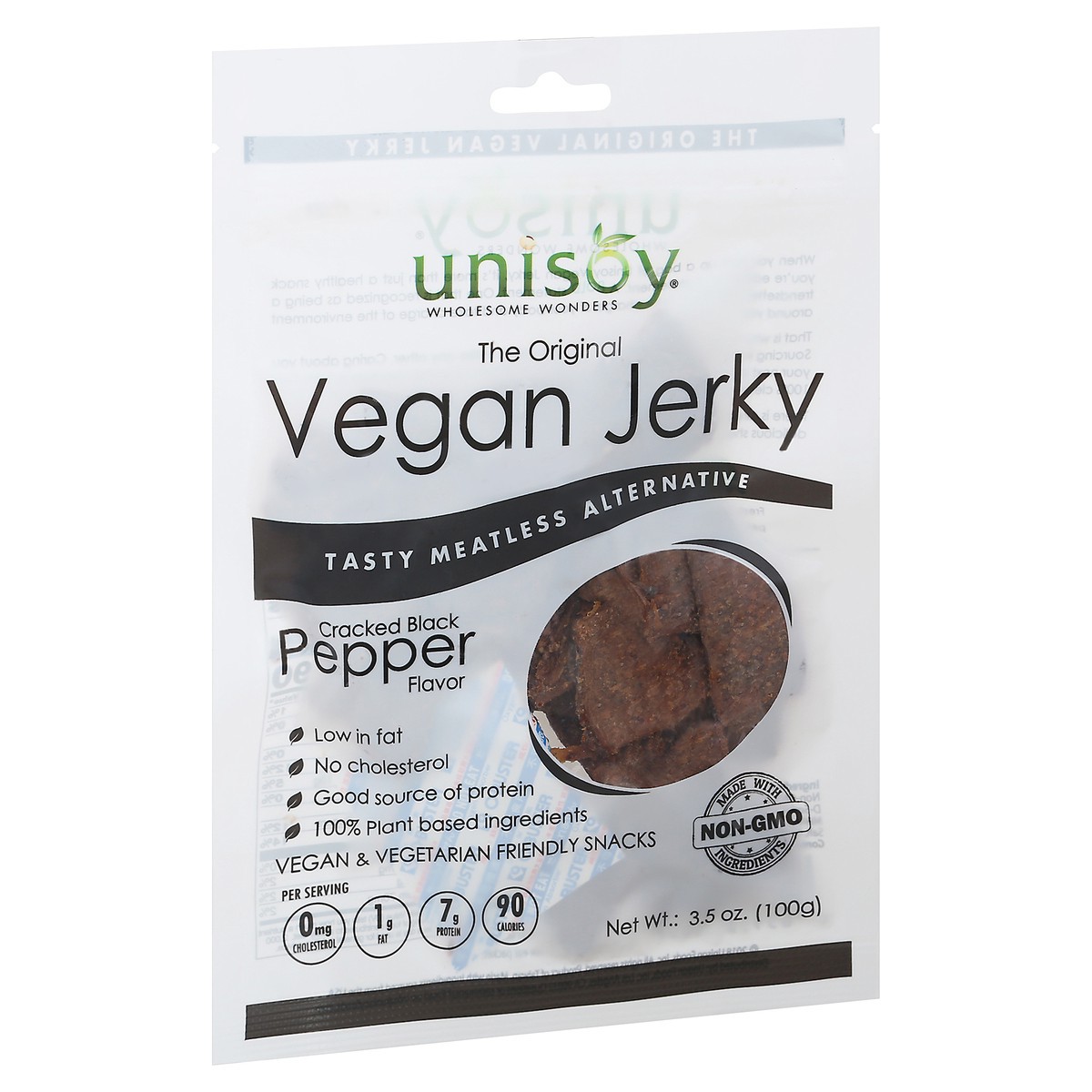 slide 2 of 11, Unison Cracked Black Pepper Flavor Vegan Jerky 3.5 oz, 3.5 oz