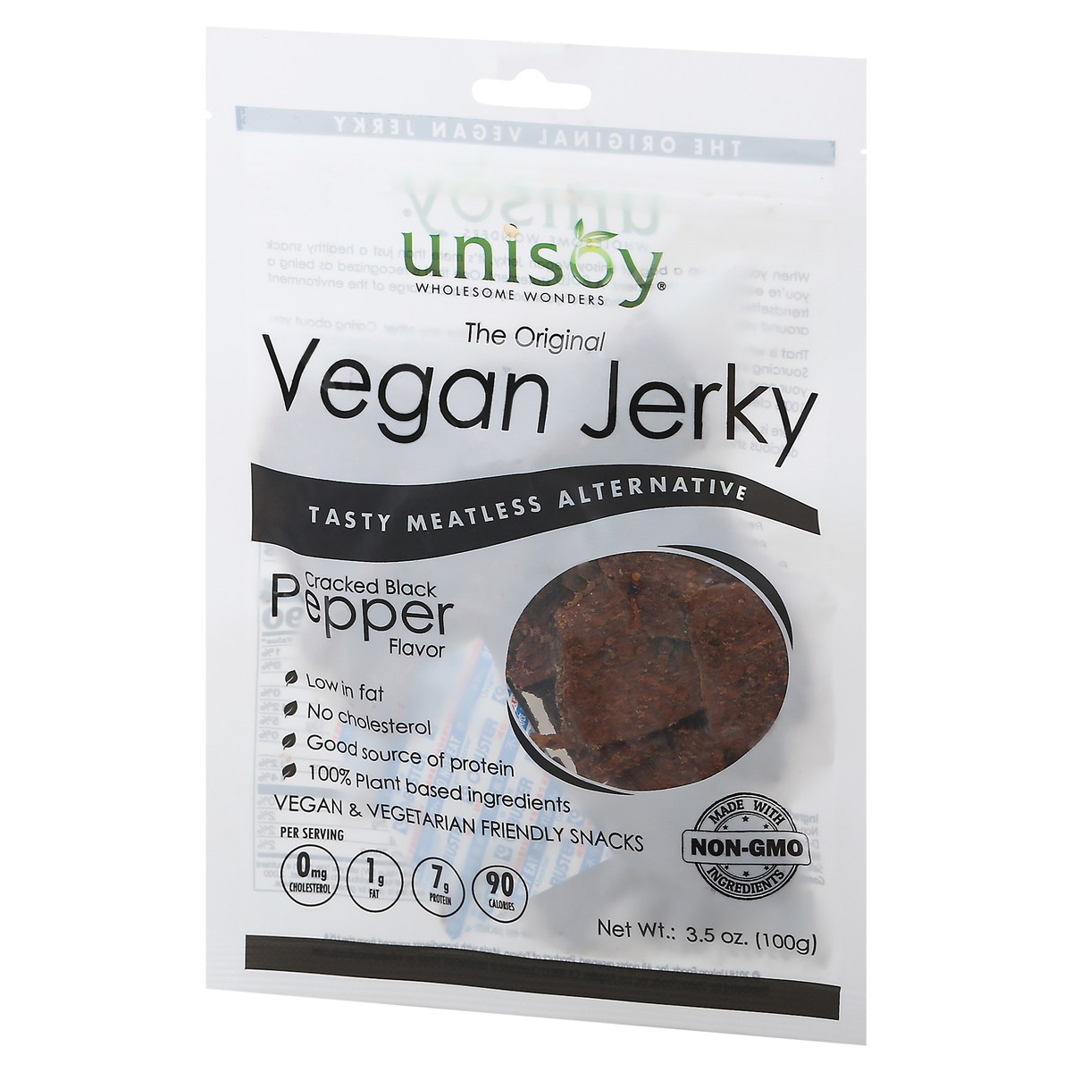 slide 3 of 11, Unison Cracked Black Pepper Flavor Vegan Jerky 3.5 oz, 3.5 oz