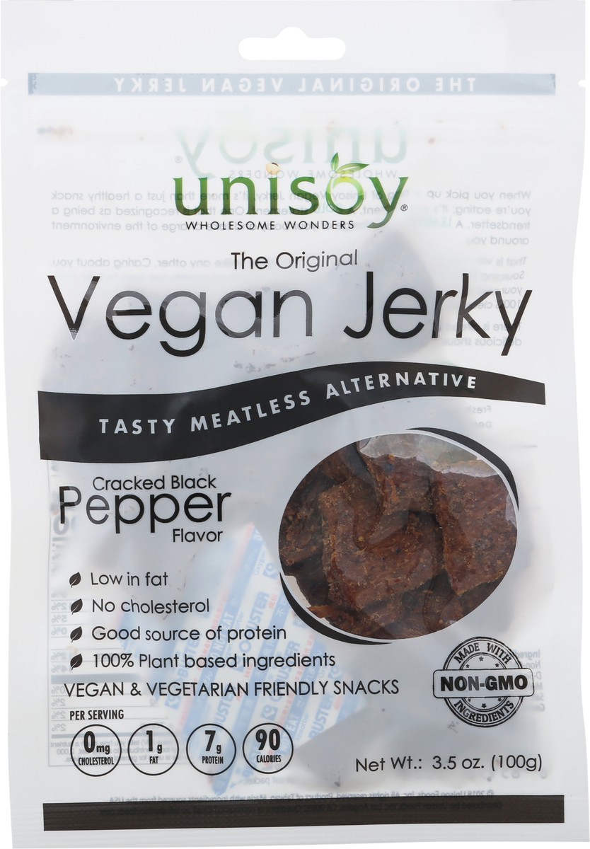 slide 9 of 11, Unison Cracked Black Pepper Flavor Vegan Jerky 3.5 oz, 3.5 oz