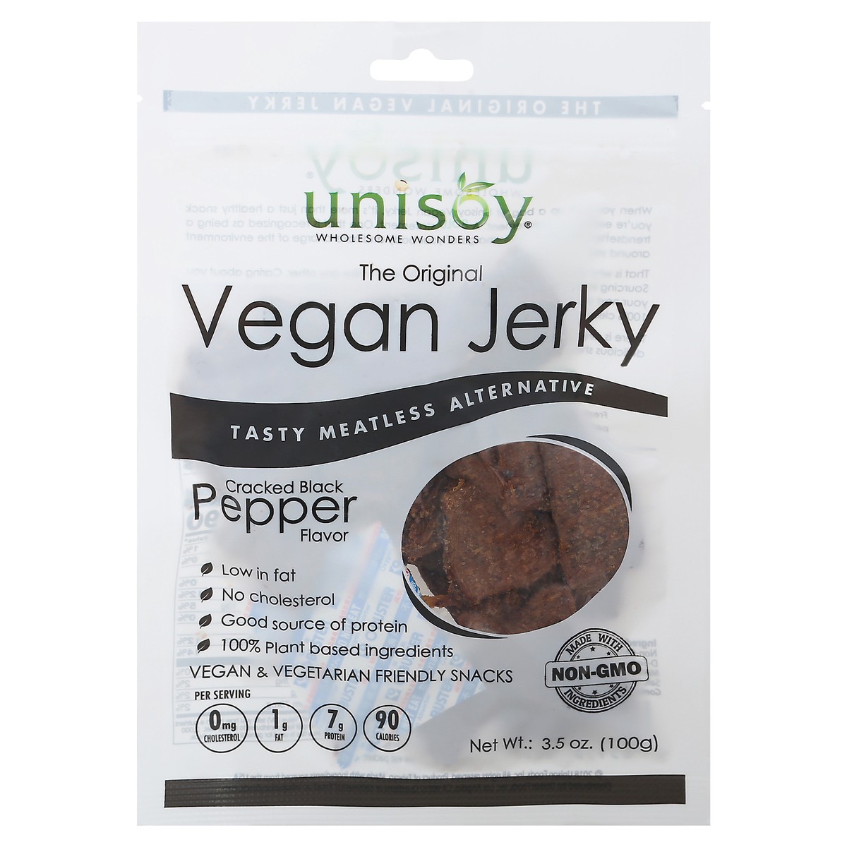 slide 11 of 11, Unison Cracked Black Pepper Flavor Vegan Jerky 3.5 oz, 3.5 oz