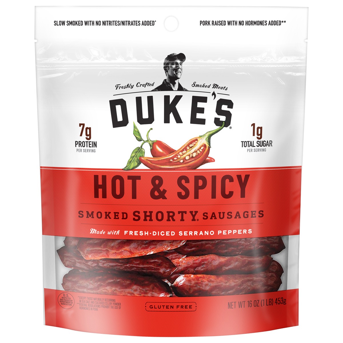 slide 5 of 6, Duke's Smoked Shorty Hot & Spicy Sausages 16 oz, 16 oz