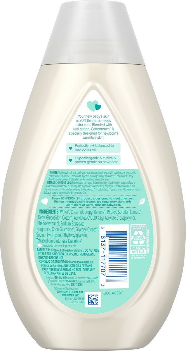 slide 3 of 7, Johnson's Cotton Touch Newborn Wash And Shampoo, 13.60 fl oz