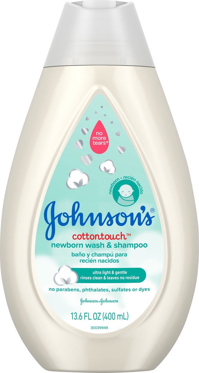 slide 4 of 7, Johnson's Cotton Touch Newborn Wash And Shampoo, 13.60 fl oz