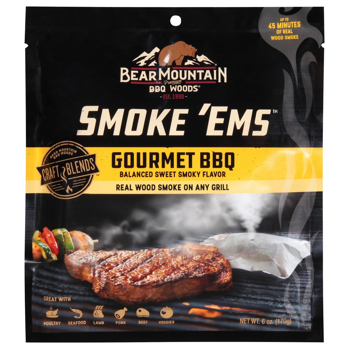 slide 1 of 9, Bear Mountain BBQ Woods Smoke 'Ems Gourmet BBQ 6 oz, 6 oz