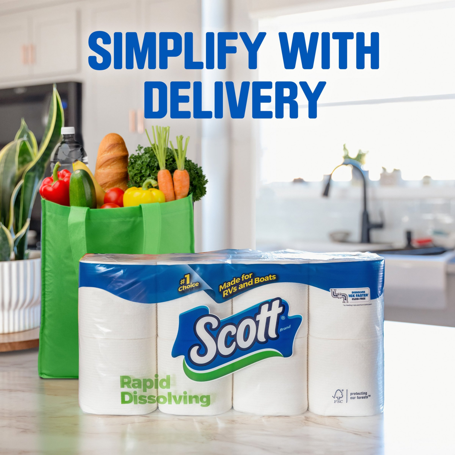 slide 4 of 7, Scott Rapid-Dissolving Toilet Paper, 12 Double Rolls, Sustainable, Septic-Safe, Toilet Paper, 12 ct