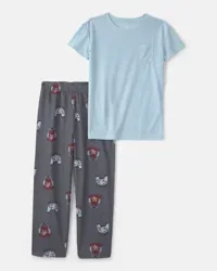 Carter's Boys Gaming Loose Fit 2-Piece Pajama Set - Blue/Grey Blue 14
