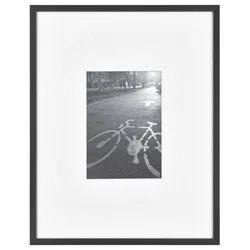 11.3"x14.4" Matted For 5" x 7" Thin Gallery Matted Wall Frame Black - Threshold™: Modern Aluminum Wall Decor