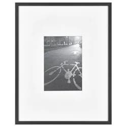 11.3"x14.4" Matted For 5" x 7" Thin Gallery Matted Wall Frame Black - Threshold™: Modern Aluminum Wall Decor