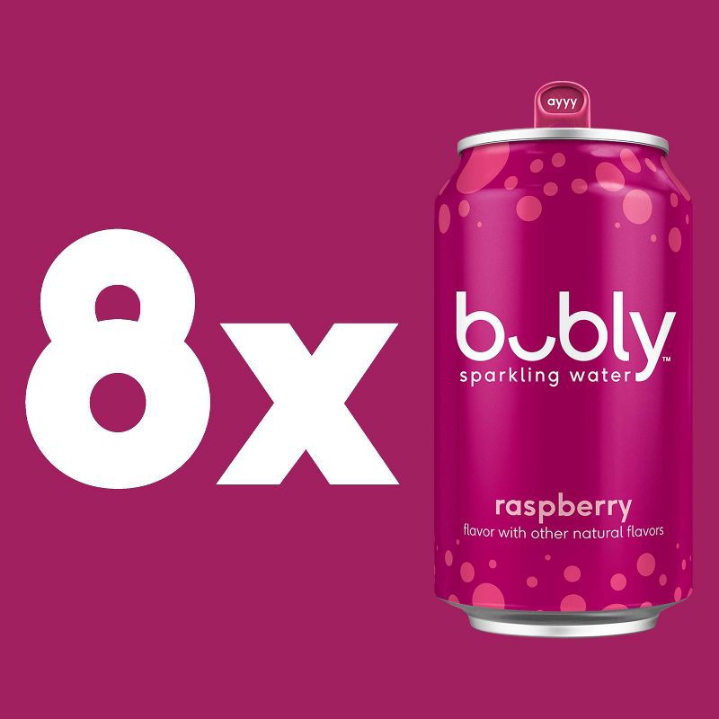 slide 2 of 7, bubly Raspberry Sparkling Water - 8pk/12 fl oz Cans, 8 ct; 12 fl oz