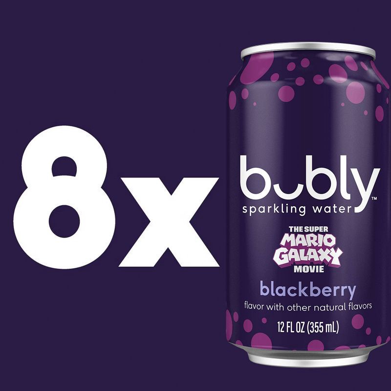 slide 2 of 6, bubly Blackberry Sparkling Water - 8pk/12 fl oz Cans, 8 ct; 12 fl oz