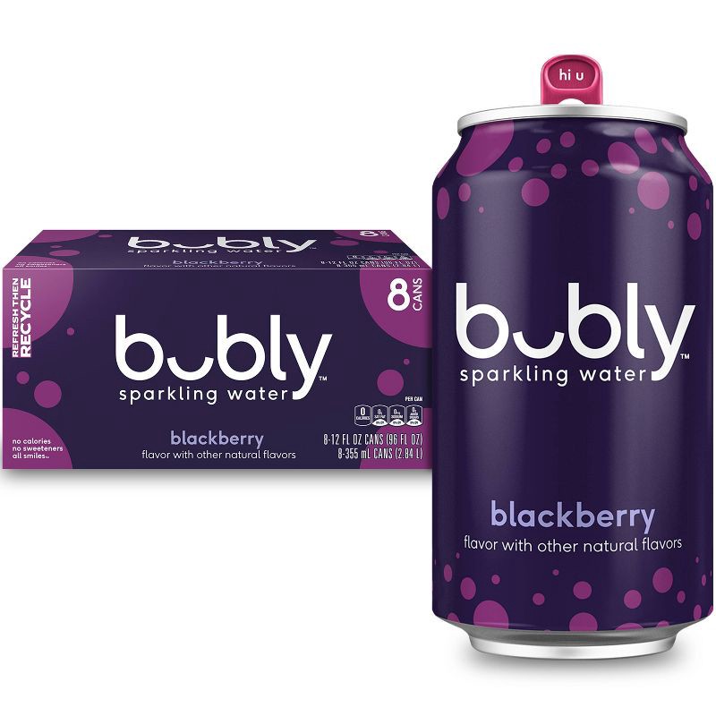 slide 1 of 7, bubly Blackberry Sparkling Water - 8pk/12 fl oz Cans, 8 ct; 12 fl oz