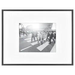 14.4"x18.4" Matted to 8" x 10" Thin Gallery Matted Wall Frame Black - Threshold™: Modern Aluminum Wall Decor