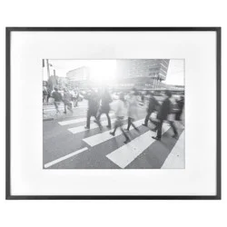 16.3"x20.4" Matted to 11"x14" Thin Gallery Matted Wall Frame Black - Threshold™: Modern Aluminum Wall Decor, Holds One Photo