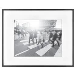 16.3"x20.4" Matted to 11"x14" Thin Gallery Matted Wall Frame Black - Threshold™: Modern Aluminum Wall Decor, Holds One Photo