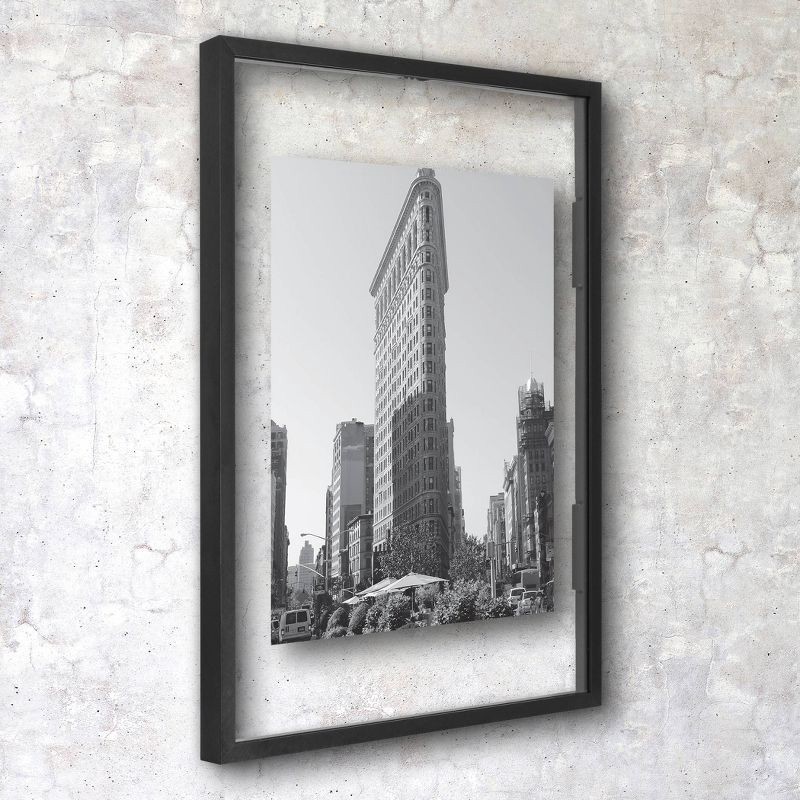 slide 2 of 6, 15.5" x 11.5" Float Thin Metal Gallery Frame Black - Threshold™: Modern Aluminum Wall Decor, Glass Glazing, 1 ct