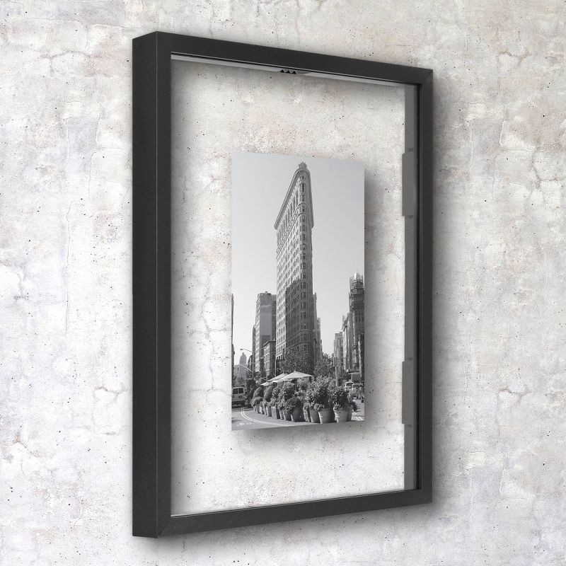 slide 2 of 5, 8" x 10" Float Thin Gallery Frame Black - Threshold™: Modern Aluminum Wall Photo Display, 1 ct