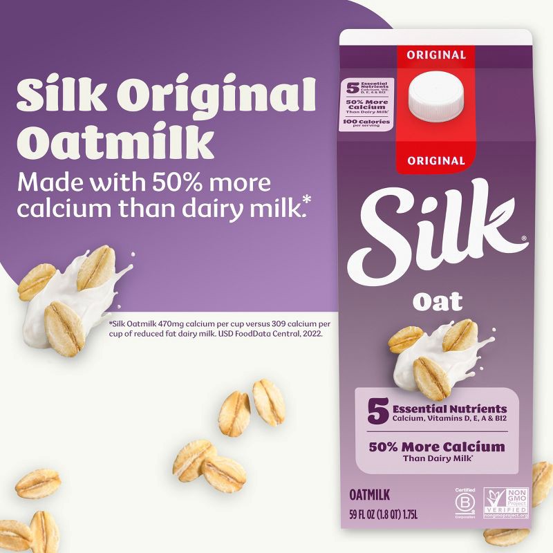 slide 3 of 12, Silk Original Oat Milk - 59 fl oz, 59 fl oz