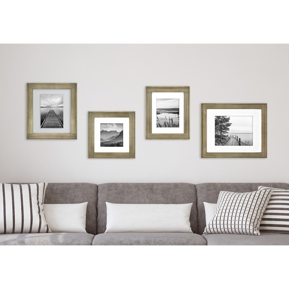 slide 3 of 4, 16" x 20" Matted to 11" x 14" Plank Wood Wall Frame Brown - Threshold, 1 ct