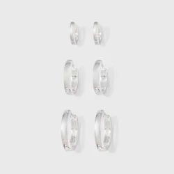 Small Hoop Earring Set 3pc - A New Day™ Silver: Nickel-Free Brass, Hinge Closure, 16+ Age, 0.25" Dimensions, 0.3 Weight