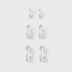 Small Hoop Earring Set 3pc - A New Day™ Silver: Nickel-Free Brass, Hinge Closure, 16+ Age, 0.25" Dimensions, 0.3 Weight