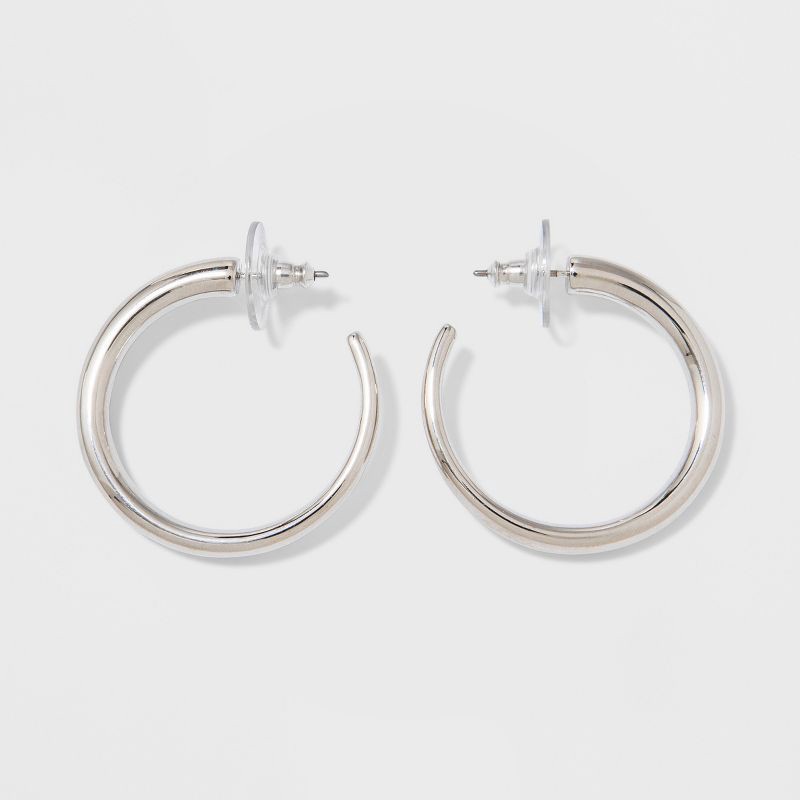 slide 1 of 2, Small Hoop Earrings - A New Day™ Silver, 1 ct