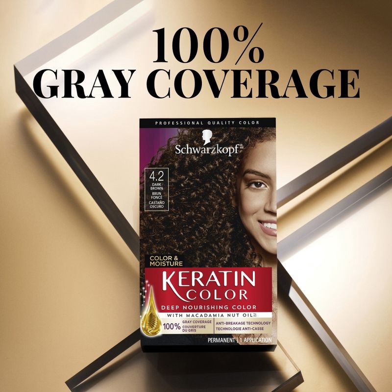 slide 3 of 16, Schwarzkopf Keratin Color Dark Brown Permanent Hair Color - 6.2 fl oz, 6.2 fl oz