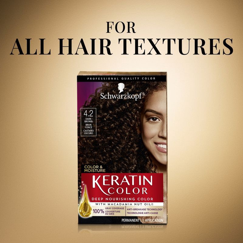 slide 5 of 16, Schwarzkopf Keratin Color Dark Brown Permanent Hair Color - 6.2 fl oz, 6.2 fl oz