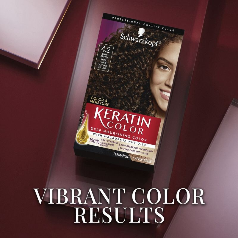 slide 6 of 16, Schwarzkopf Keratin Color Dark Brown Permanent Hair Color - 6.2 fl oz, 6.2 fl oz