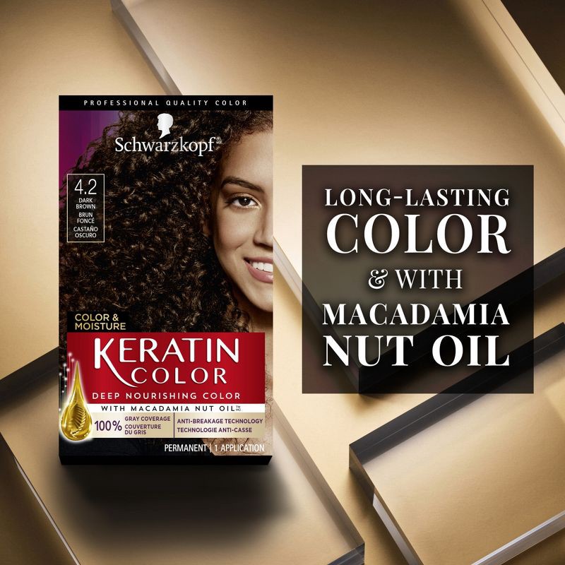 slide 8 of 16, Schwarzkopf Keratin Color Dark Brown Permanent Hair Color - 6.2 fl oz, 6.2 fl oz