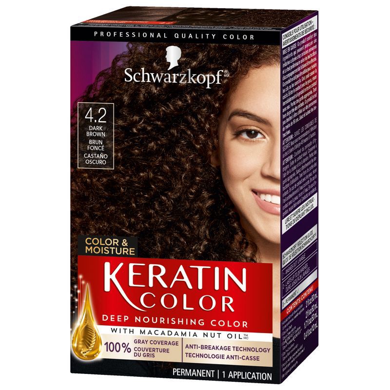 slide 9 of 16, Schwarzkopf Keratin Color Dark Brown Permanent Hair Color - 6.2 fl oz, 6.2 fl oz