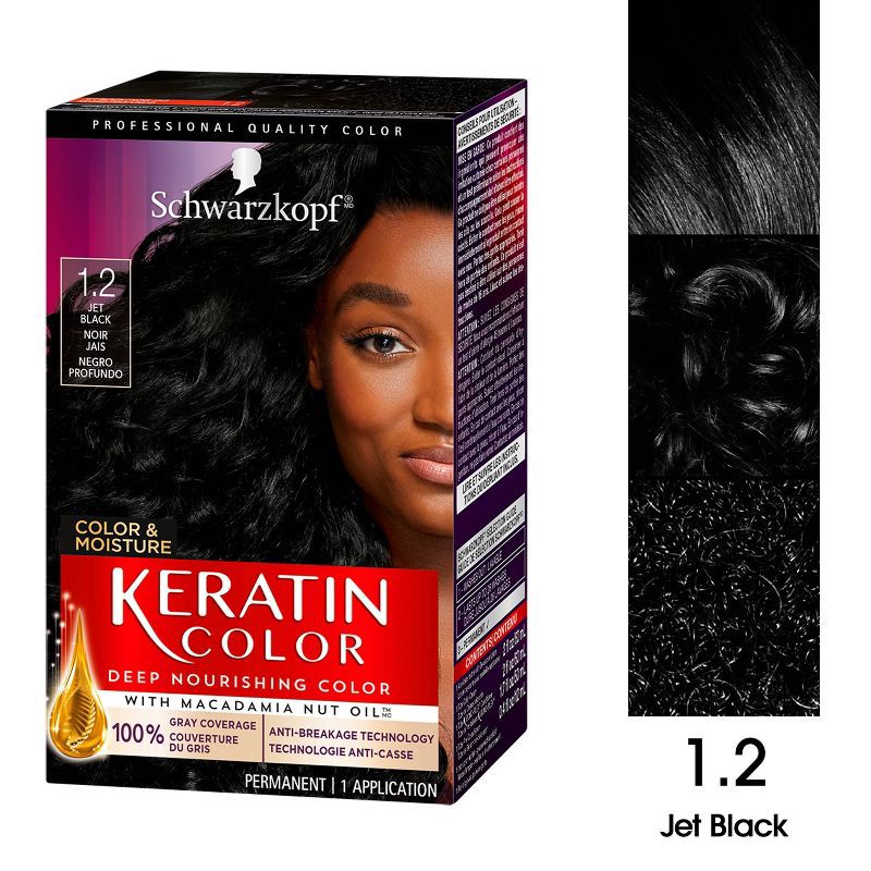 slide 14 of 19, Schwarzkopf Keratin Color Jet Black Permanent Hair Color - 6.2 fl oz, 6.2 oz