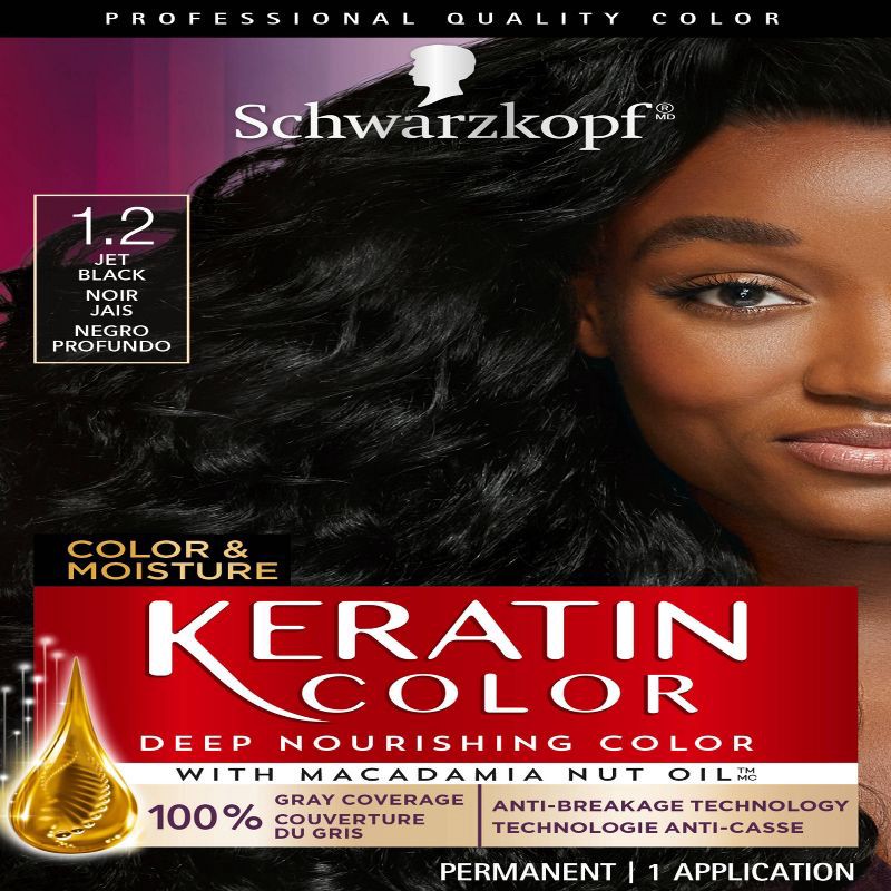 slide 15 of 19, Schwarzkopf Keratin Color Jet Black Permanent Hair Color - 6.2 fl oz, 6.2 oz