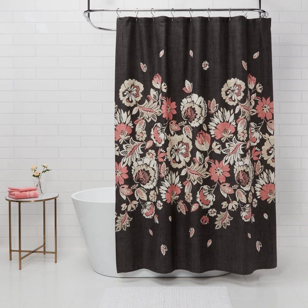 slide 2 of 4, Floral Shower Curtain - Threshold, 1 ct