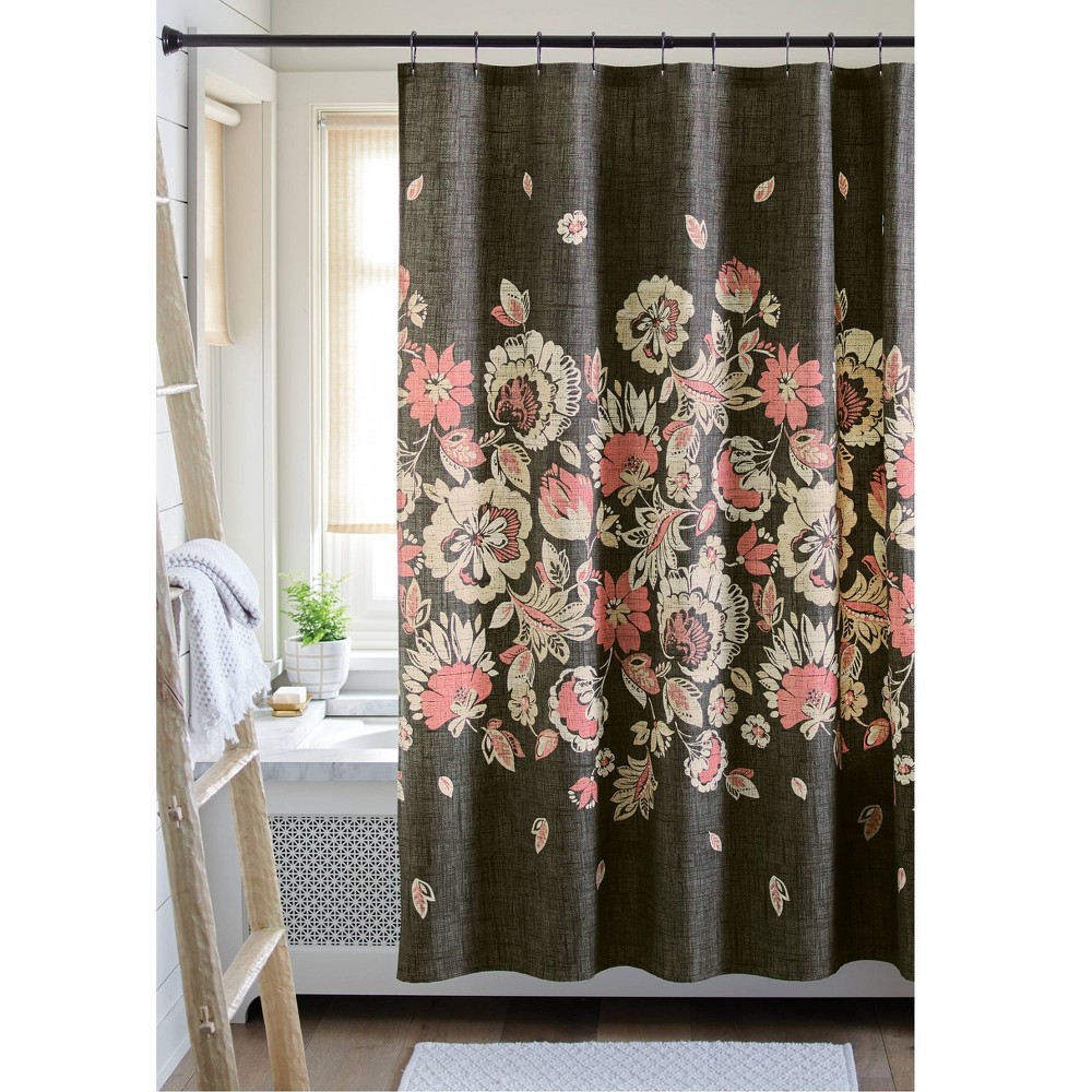 slide 4 of 4, Floral Shower Curtain - Threshold, 1 ct