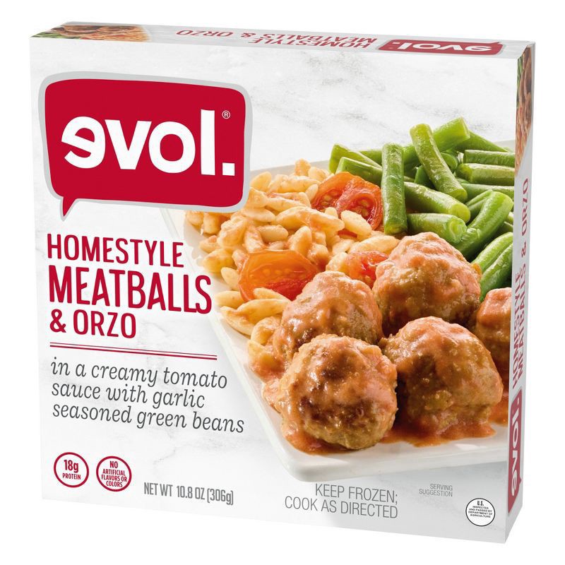 slide 2 of 3, EVOL Evol Homestyle Meatballs and Orzo, Frozen Meal, 10.8 oz., 10.8 oz