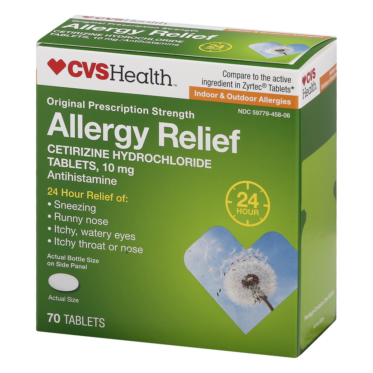 slide 9 of 10, CVS Health Allergy Relief Cetirizine 10Mg Tablets 24-Hour, 1 ct