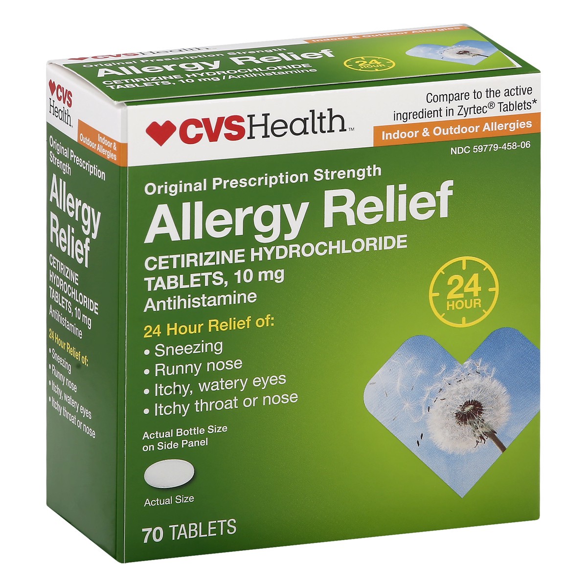 slide 5 of 10, CVS Health Allergy Relief Cetirizine 10Mg Tablets 24-Hour, 1 ct