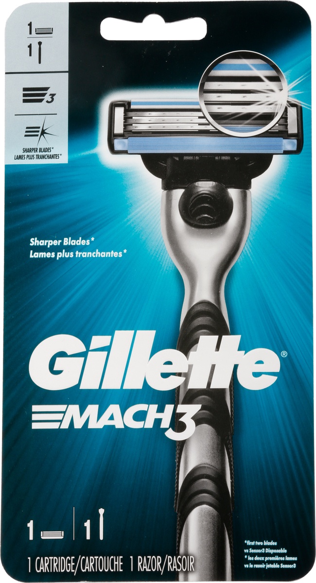 slide 6 of 9, Gillette Mach3 Men's Razor Handle + 1 Blade Refill, 