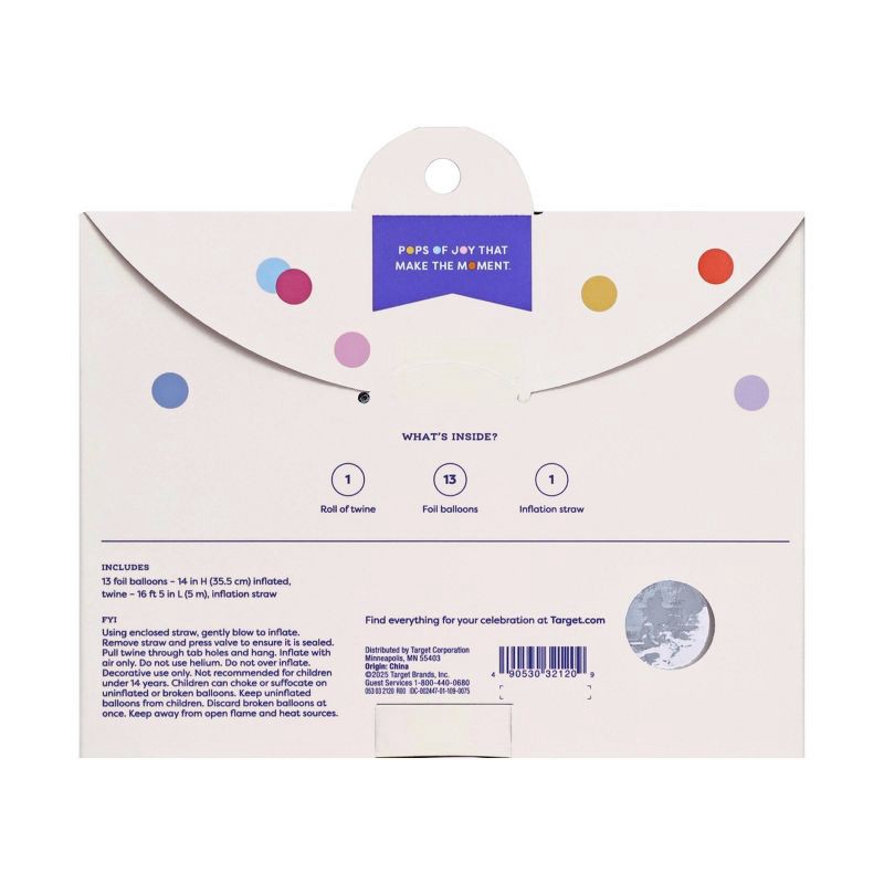 slide 3 of 4, 'Happy Birthday' Foil Balloon Banner Silver - Spritz™, 1 ct