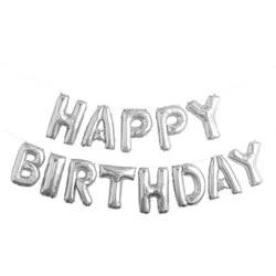 'Happy Birthday' Foil Balloon Banner Silver - Spritz™