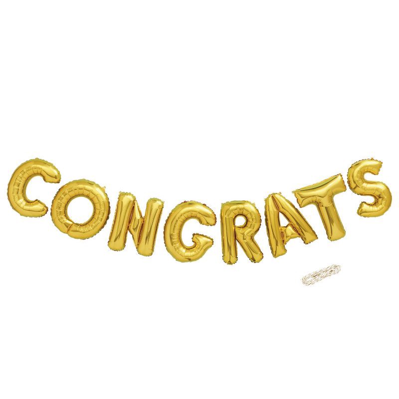 slide 1 of 2, Congrats Script Foil Balloon Gold - Spritz™, 1 ct