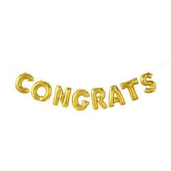 "Congrats" Script Foil Balloon Banner Gold - Spritz™