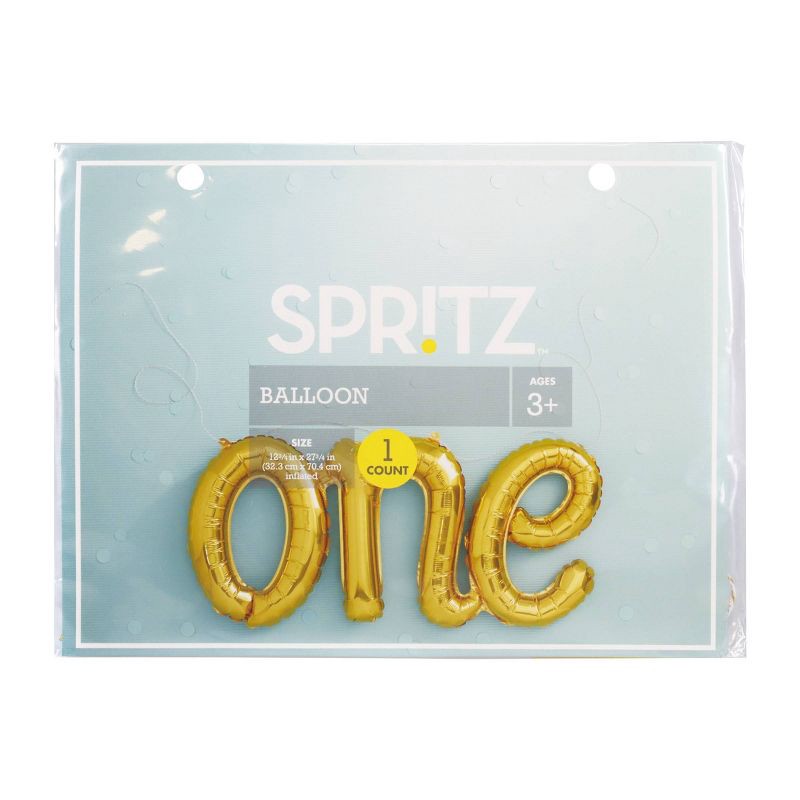 slide 2 of 2, One Script Foil Balloon Gold - Spritz™, 1 ct