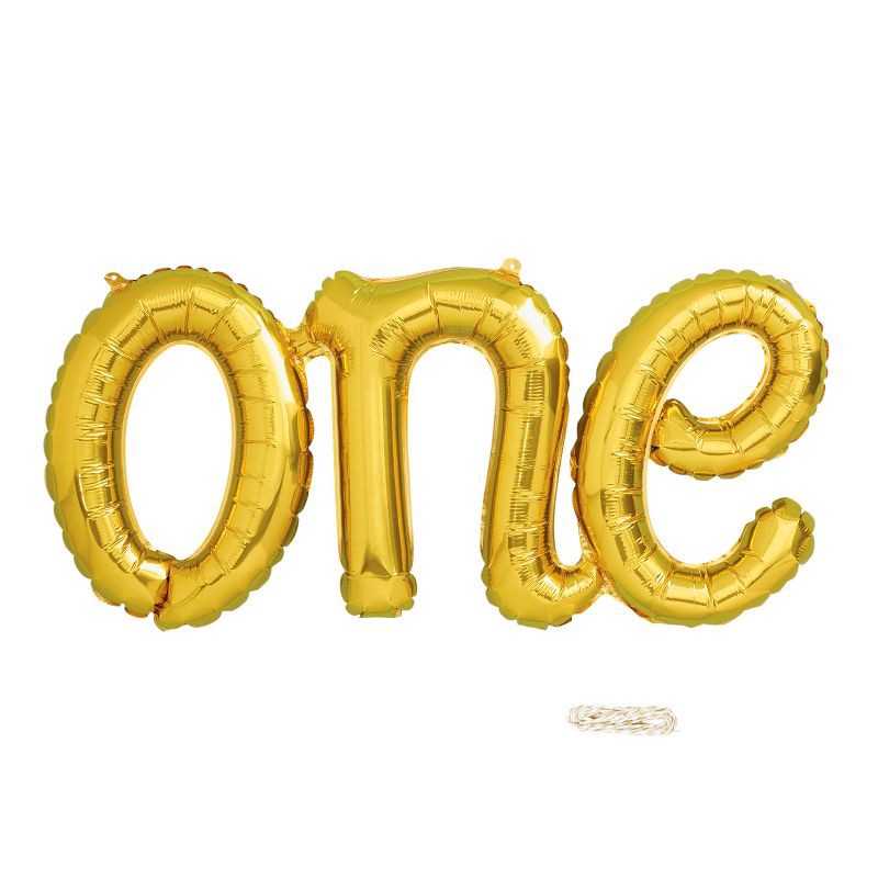 slide 1 of 2, One Script Foil Balloon Gold - Spritz™, 1 ct