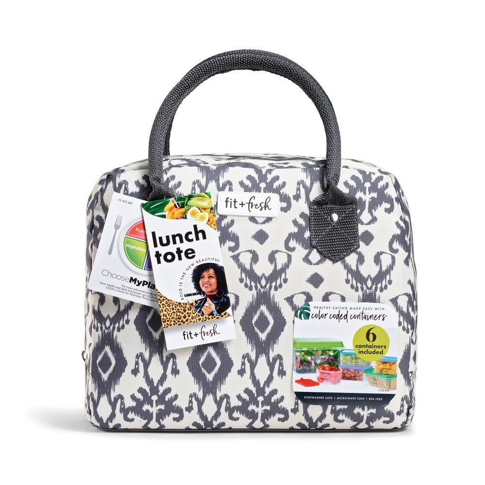 Fit & Fresh Bloomington Lunch Tote - Charcoal Ikat 1 ct